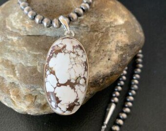 Men's Navajo Wild Horse Turquoise Necklace Pendant | Sterling Silver | Authentic Native American Handmade | 12817