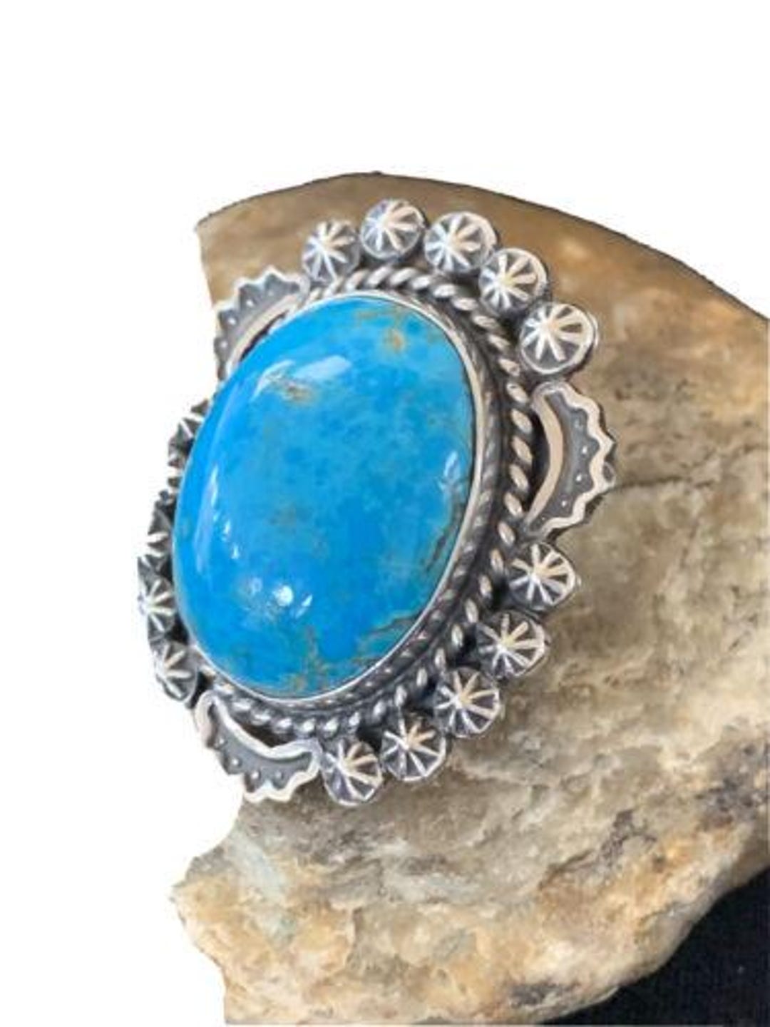 Navajo Blue Kingman Turquoise Ring | Sterling Silver | Sz 9.5 ...