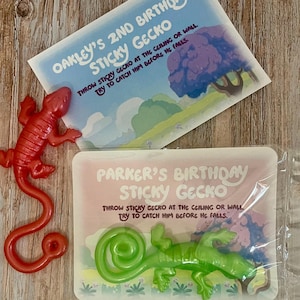 Bluey Inspired Sticky Gecko Party Favor – Personalized Gecko Birthday Treat Bag – Kids Party Favors – Blue Puppy Theme Goodie Bag Toy