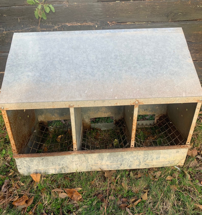 Galvanized Chicken Coop | 3 Hole Nesting Box From A Farm In Ge Galvanized Chicken Coop | 3 Hole Nesting Box From A Farm In Ge