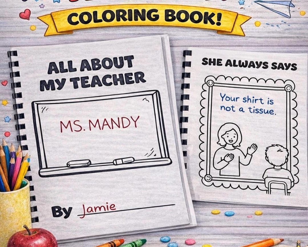 All About My Teacher Book Printable | Teacher Appreciation Gift From ...
