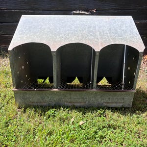 Galvanized Chicken Coop |  3 Hole Nesting Box  From A Farm In Georgia | Great Addition To Any Farmhouse Decor | Repurposed Farm Supplies