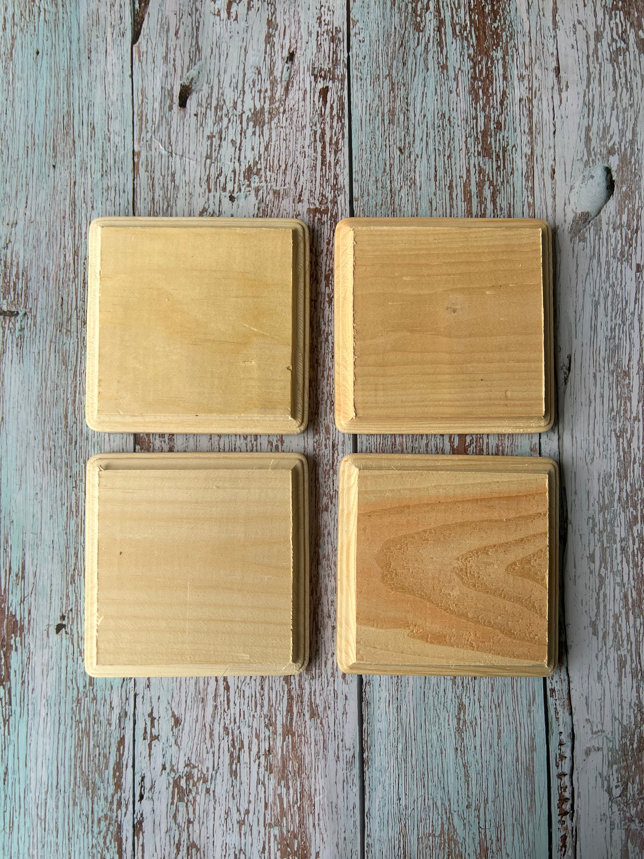 0002-UWSQCST Square 4x4 Unfinished Wood Coasters - Pack of 4 – Vippies  Designs