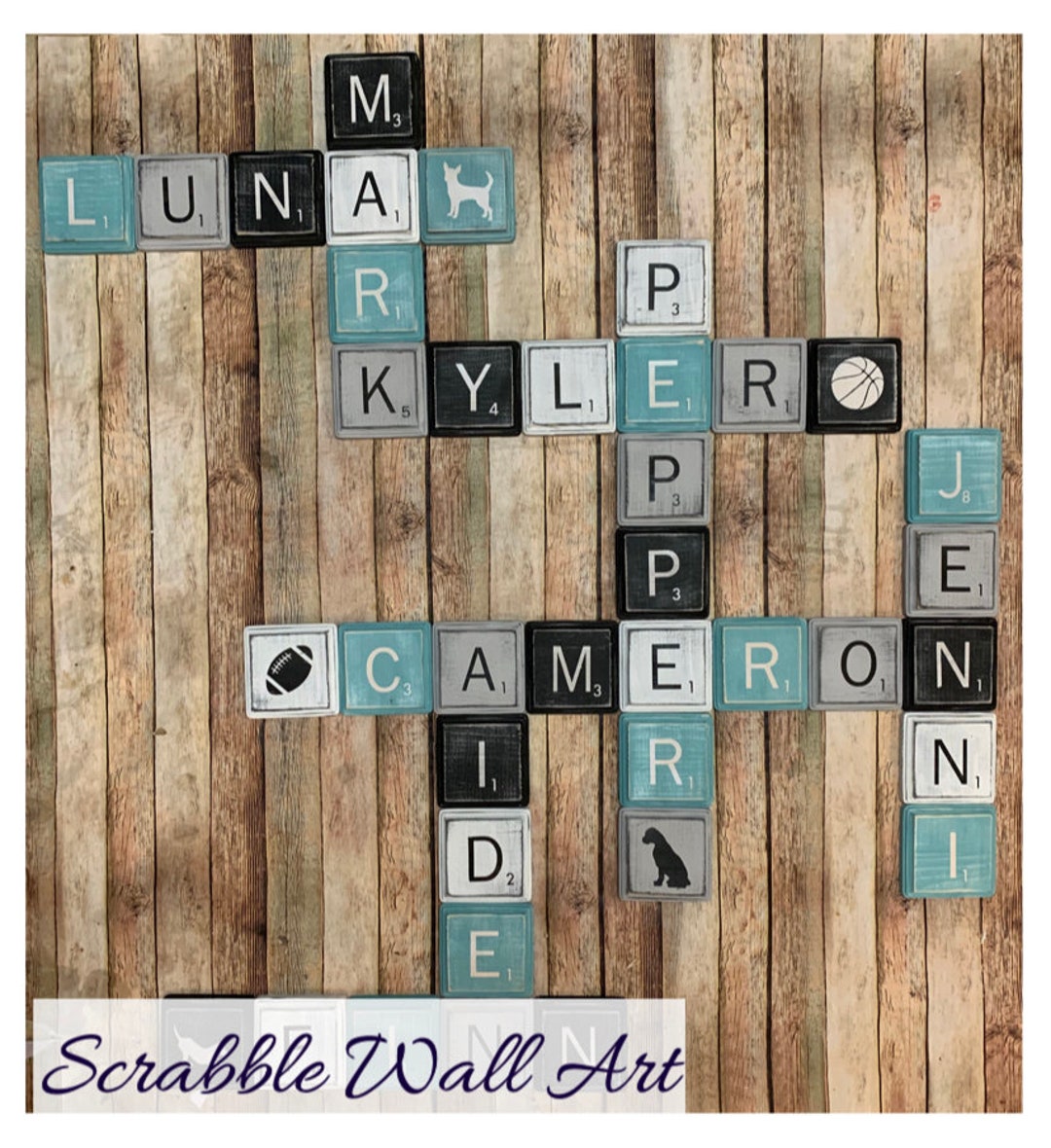 Personalized Hand-painted Scrabble Tiles | Custom Color Wall Art ...