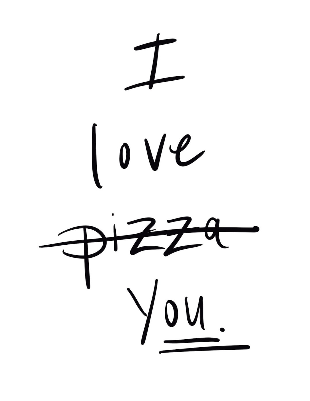 I Love Pizza You Black & White Greeting Card Etsy