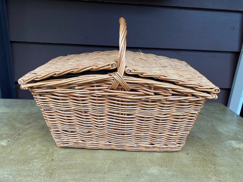 Vintage Wicker Picnic Basket Etsy