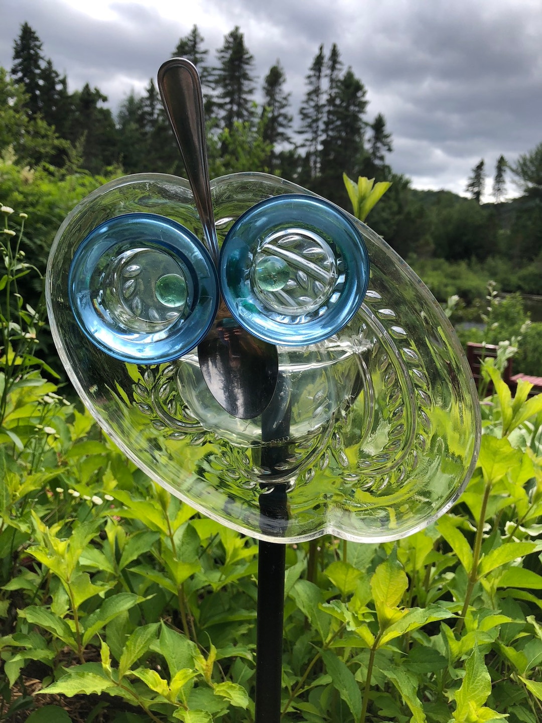 Glass Owl Garden Decoration Etsy