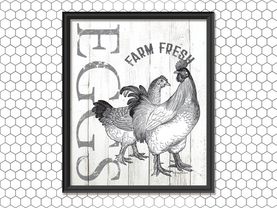 Farmhouse Kitchen Wall Decor Chicken Rooster Farm Fresh Etsy