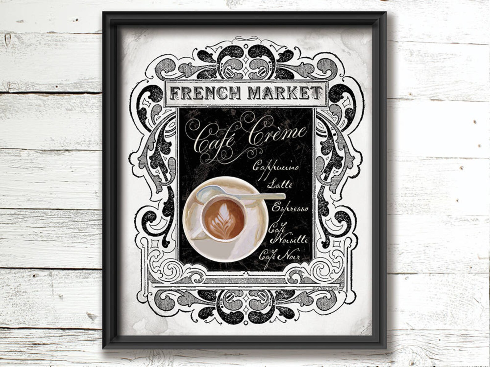 French Market Coffee Cafe Wall Art Kitchen Printable Sign Art Etsy