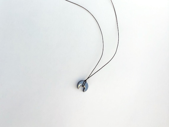Women's Protection Necklace, Modern Lunica Simple Lunula Pendant, Roman, Viking Norse Jewelry, Small Crescent Moon Choker, Evil Eye