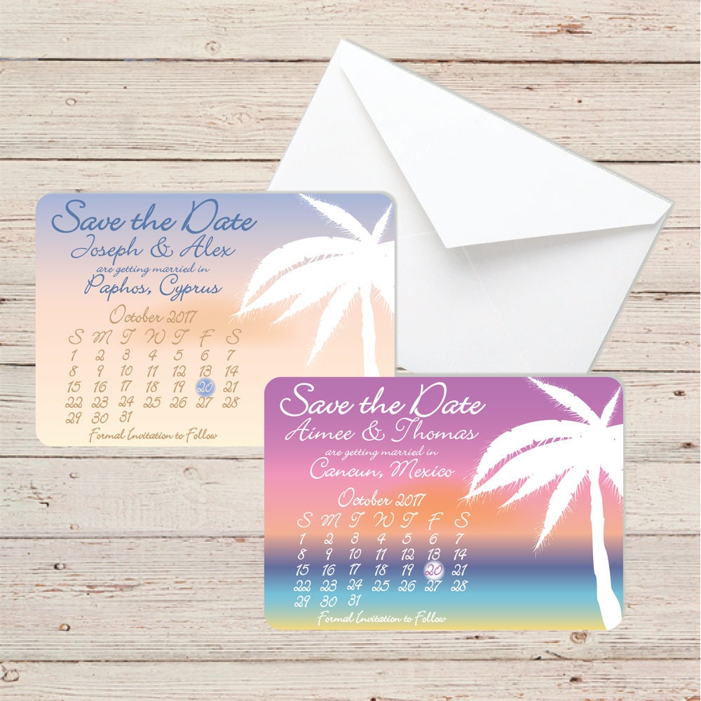 Save The Date Cards Destination Wedding Personalised Etsy