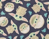 Grogu on Gray Print Dog/Cat Bandana