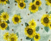 Sunflower and Bees on Green Dog/Cat Bandana