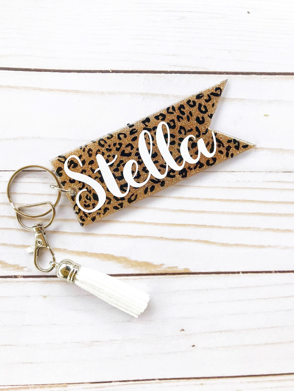 Personalized Leopard Print Keychain Etsy