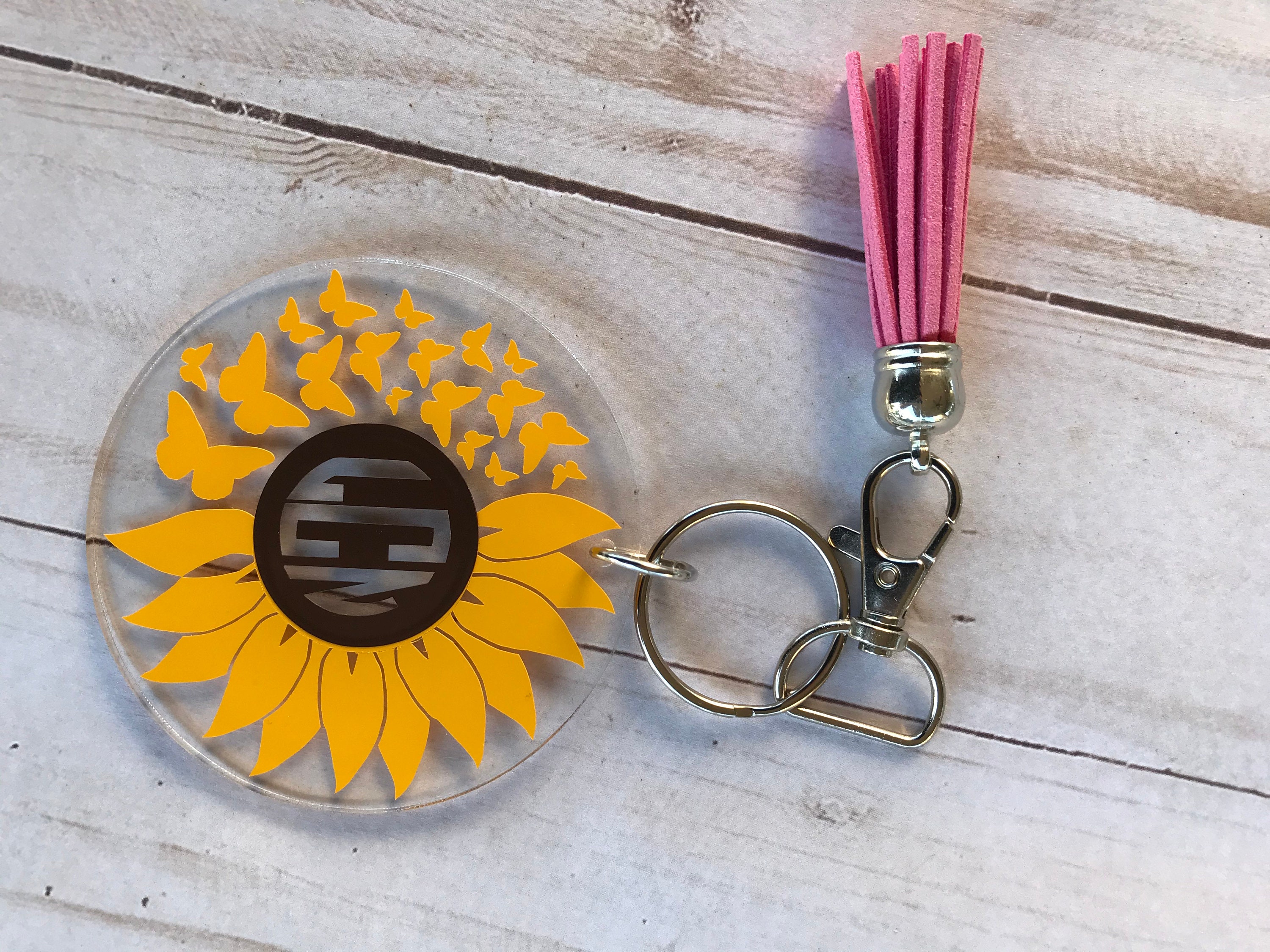 Sunflower Keychain Personalized acrylic keychain Gift for Etsy