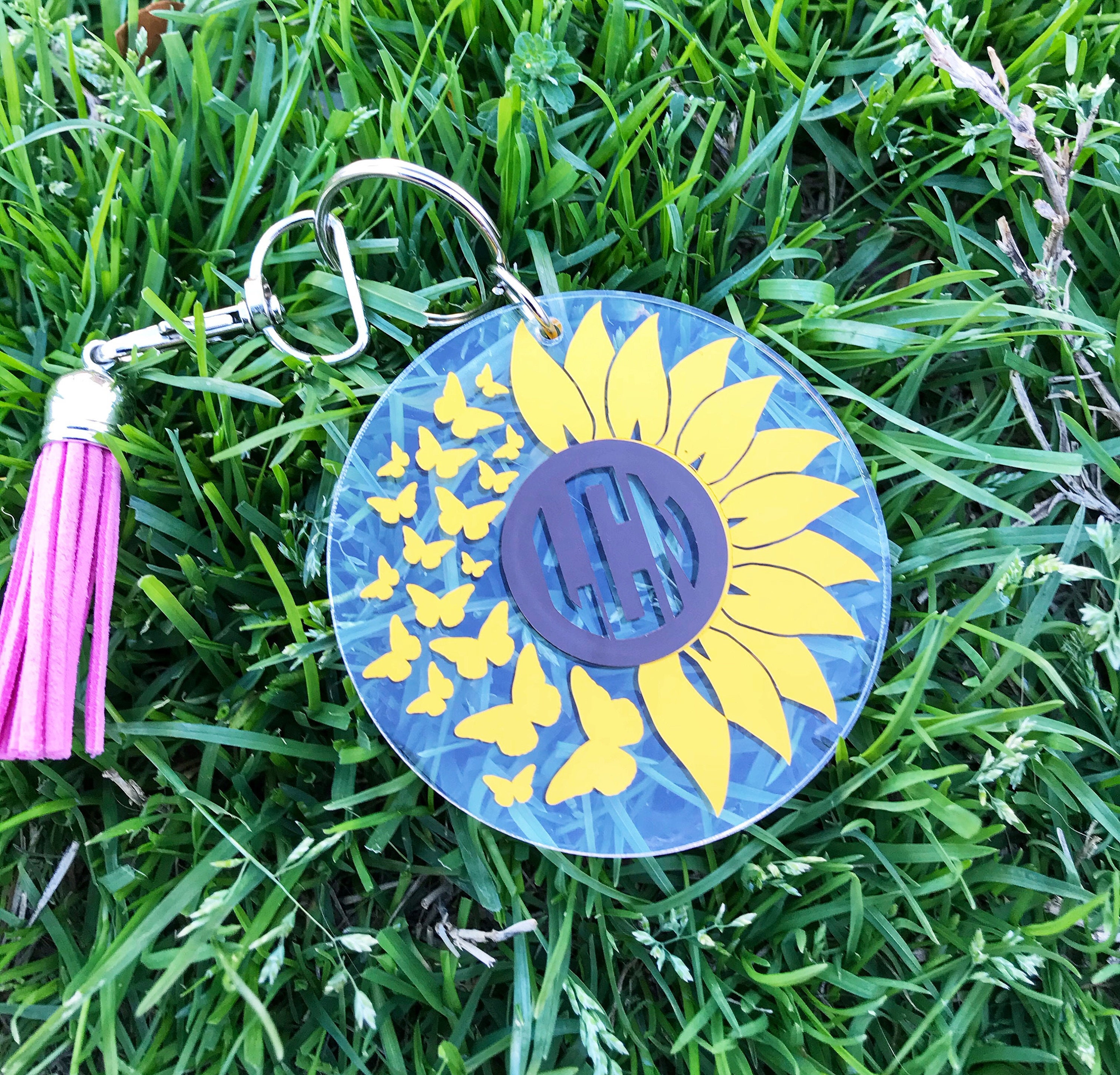Sunflower Keychain Personalized acrylic keychain Gift for Etsy