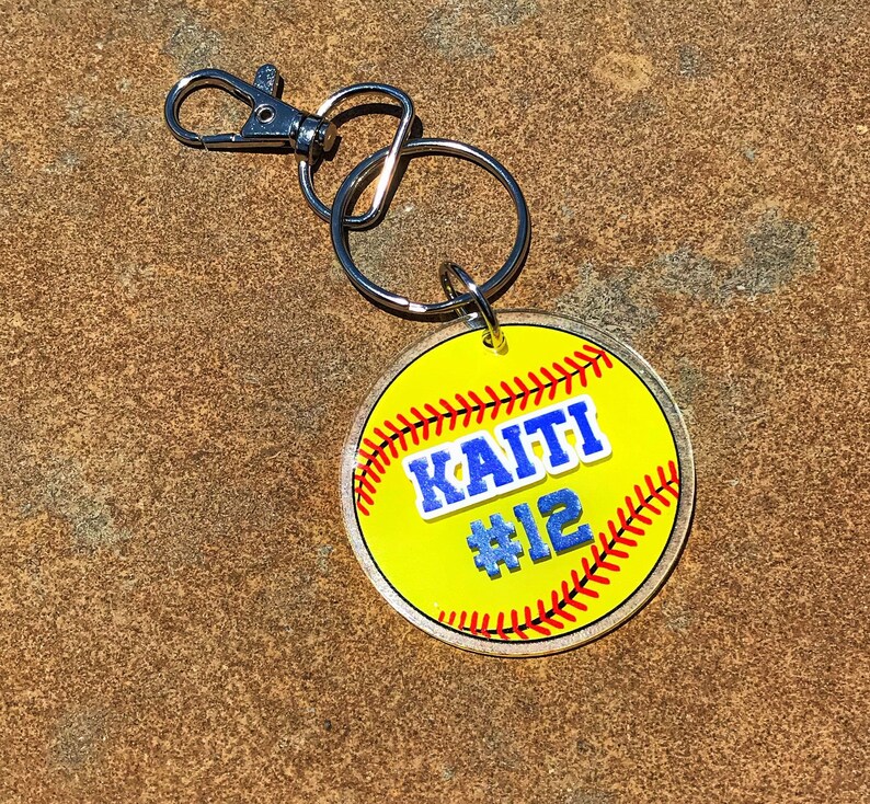 Personalized Softball Keychain Gift Etsy