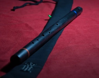 Harmonic minor transverse flute in bucchero ceramic