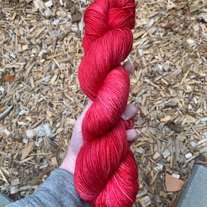 Holly Berry | Hand dyed yarn | Red tonal yarn