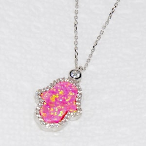Hamsa Necklace - Opal Hamsa Necklace - Gold Hamsa Necklace - Pink  Hamsa Necklace - Hamsa Hand Necklace - Opal Hand ,Pandora, Cartier, LV