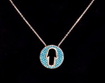Silver Hamsa Necklace - Opal Hamsa Necklace - Gold Hamsa Necklace - Blue Hamsa Necklace - October Birthstone Necklace Pandora, Cartier, LV