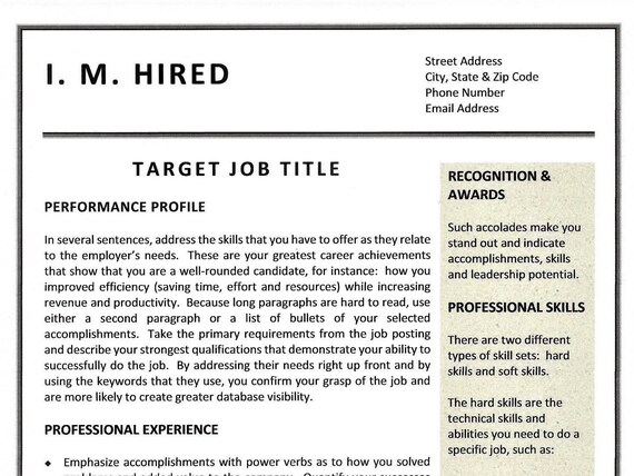 Bination Resume Template & Sample