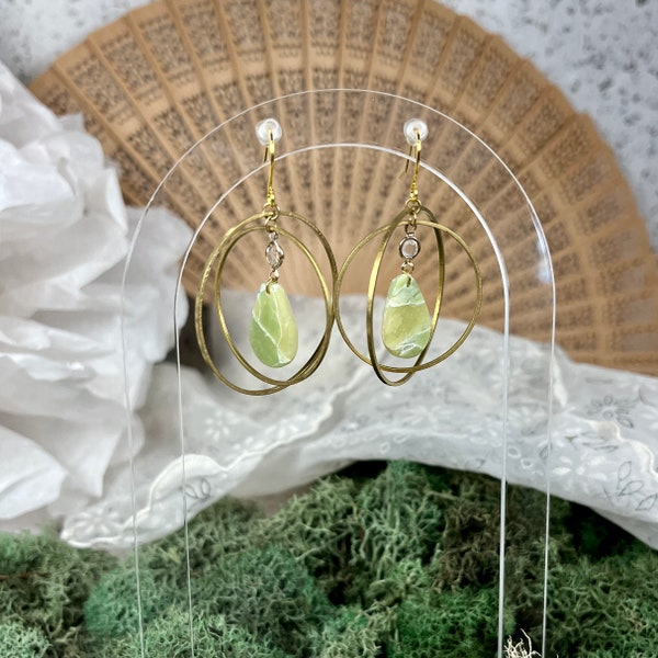 SALE | Jade Tear Drop Orbital Kinetic Dangle Earrings | Head in the Clouds Artistry by Chelsea Stanley