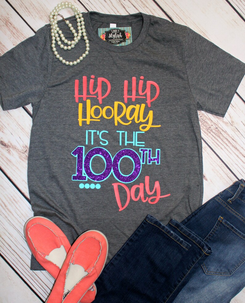 YOUTH Happy 100th Day of School T Shirts 100 Days Smarter Hip Hip Hooray 100 Days 100th Day of School Children Shirt