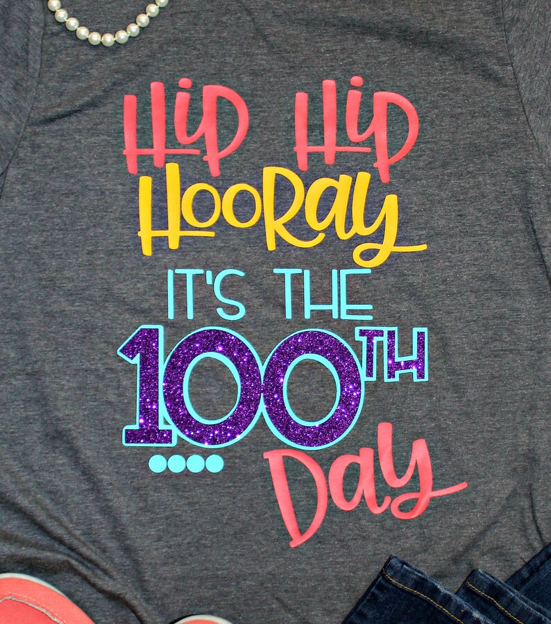 YOUTH Happy 100th Day of School T Shirts 100 Days Smarter Hip Hip Hooray 100 Days 100th Day of School Children Shirt