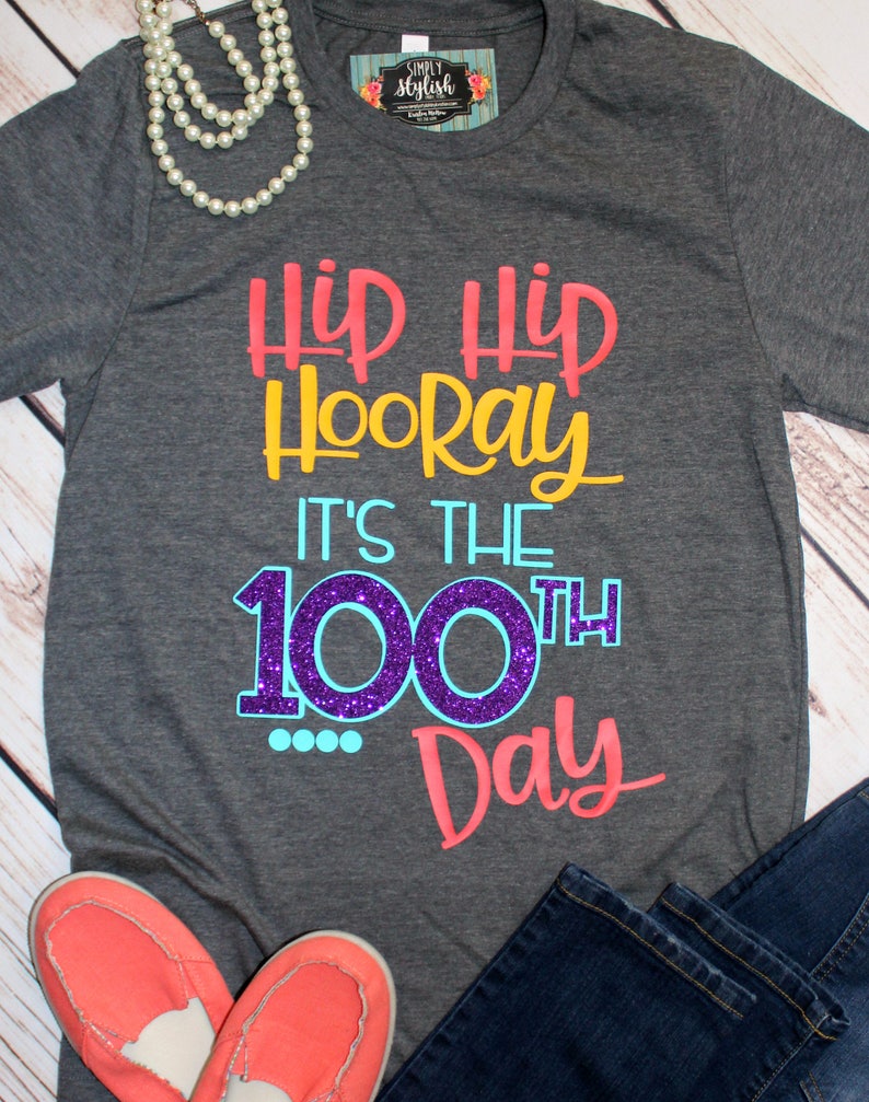 YOUTH Happy 100th Day of School T Shirts 100 Days Smarter Hip Hip Hooray 100 Days 100th Day of School Children Shirt
