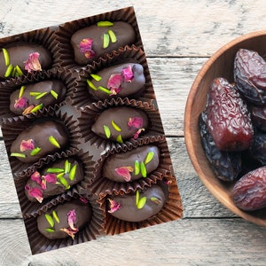 Dark Chocolate dates filled with roasted almonds