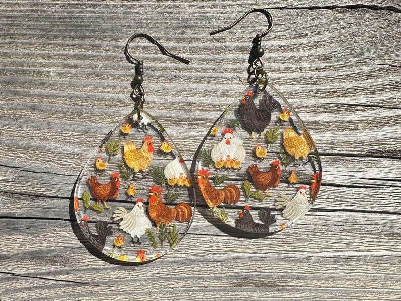 Chicken Earrings Etsy