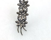 3 Flower Sterling Silver Brooch Vintage GK Co Goldberg Kirschman Pin