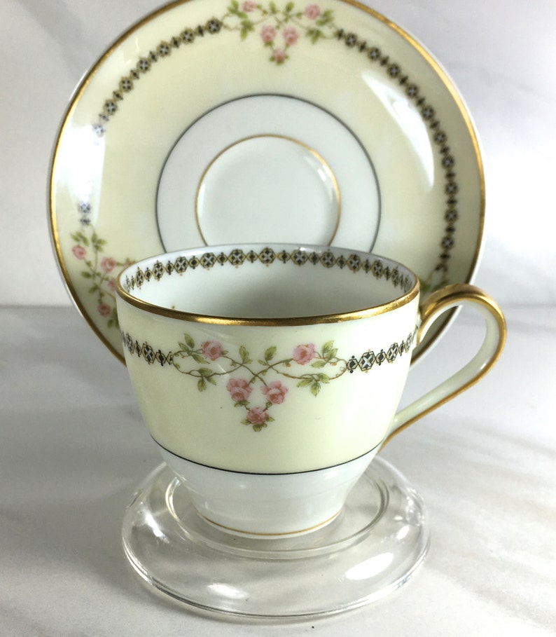Antique Theodore Haviland Limoges France Demitasse Cup and Saucer, Mark Dates From 1893 to Early