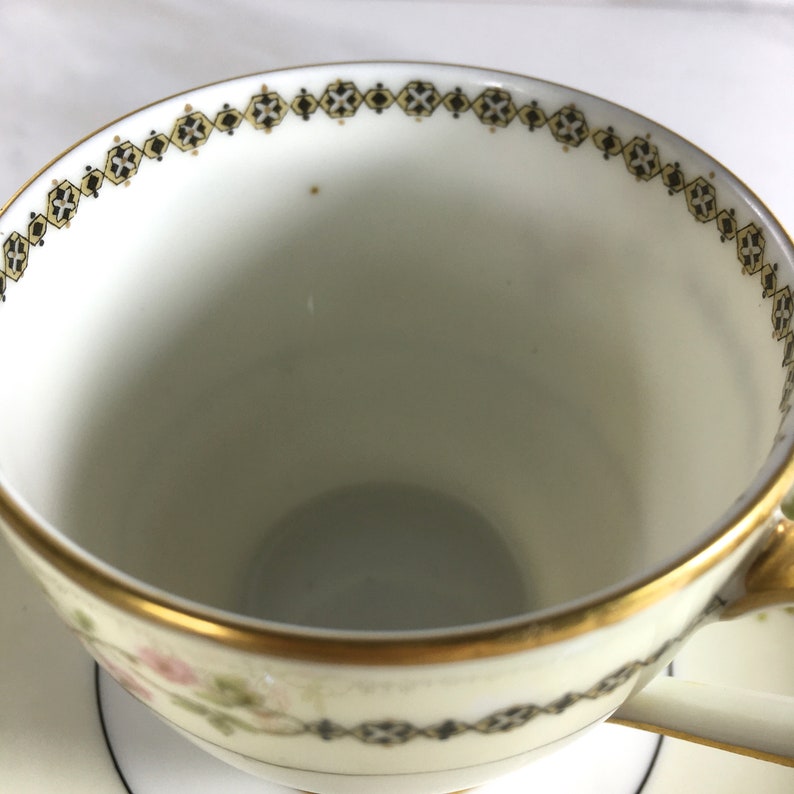 Antique Theodore Haviland Limoges France Demitasse Cup and Saucer, Mark Dates From 1893 to Early