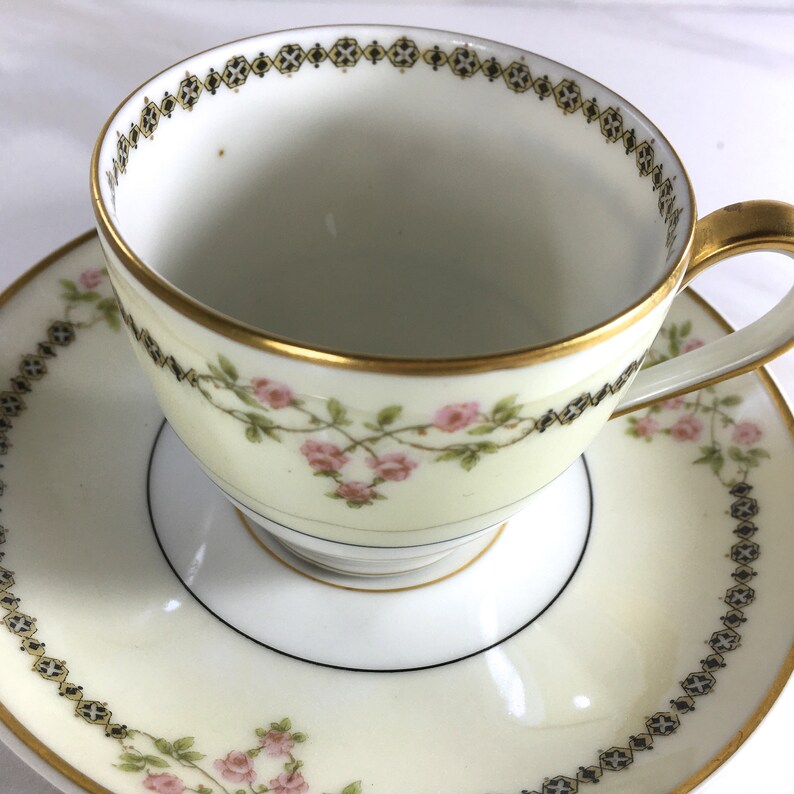 Antique Theodore Haviland Limoges France Demitasse Cup and Saucer, Mark Dates From 1893 to Early