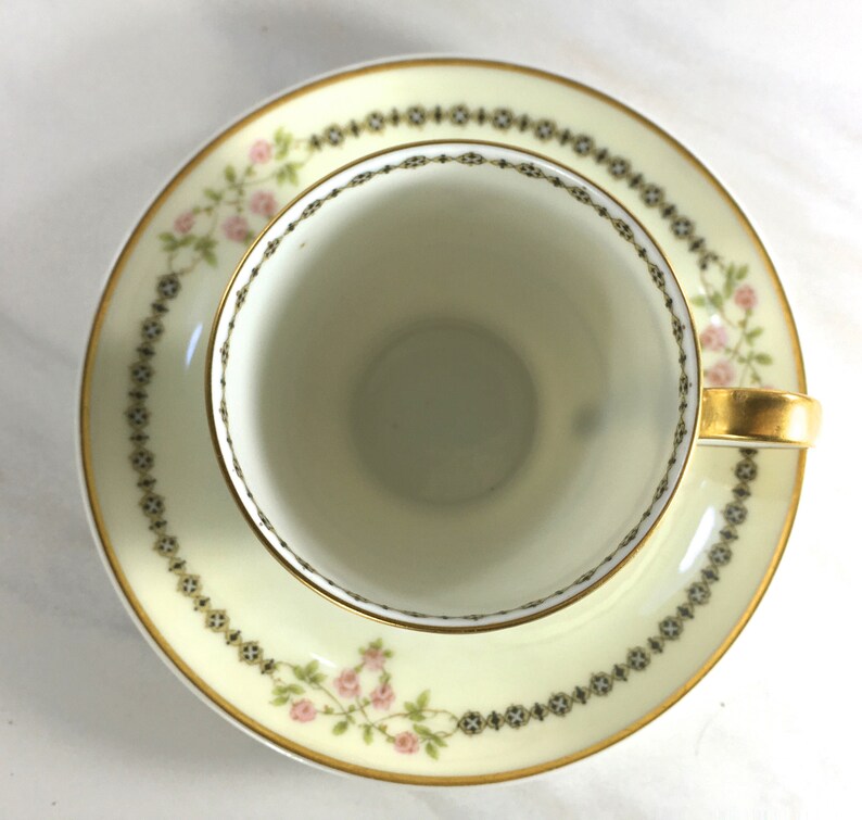 Antique Theodore Haviland Limoges France Demitasse Cup and Saucer, Mark Dates From 1893 to Early