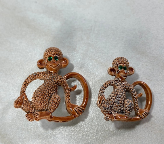 Vintage Gerry's Monkey Brooches, Two  Matching Br… - image 3