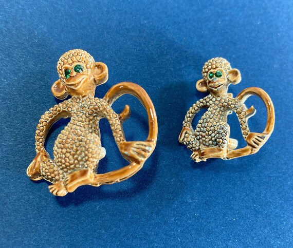 Vintage Gerry's Monkey Brooches, Two  Matching Br… - image 2