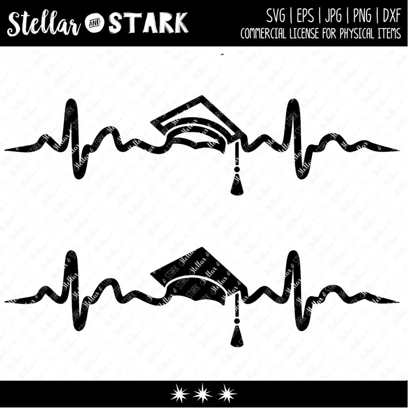 Heartbeat Graduation Cap SVG Graduation Cap SVG Grad SVG Etsy