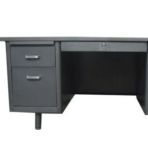 Vintage steel Tanker desk in over size top - refurbished desk