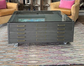 Vintage Steel Flat File - Refinished in Brush steel with gold accents