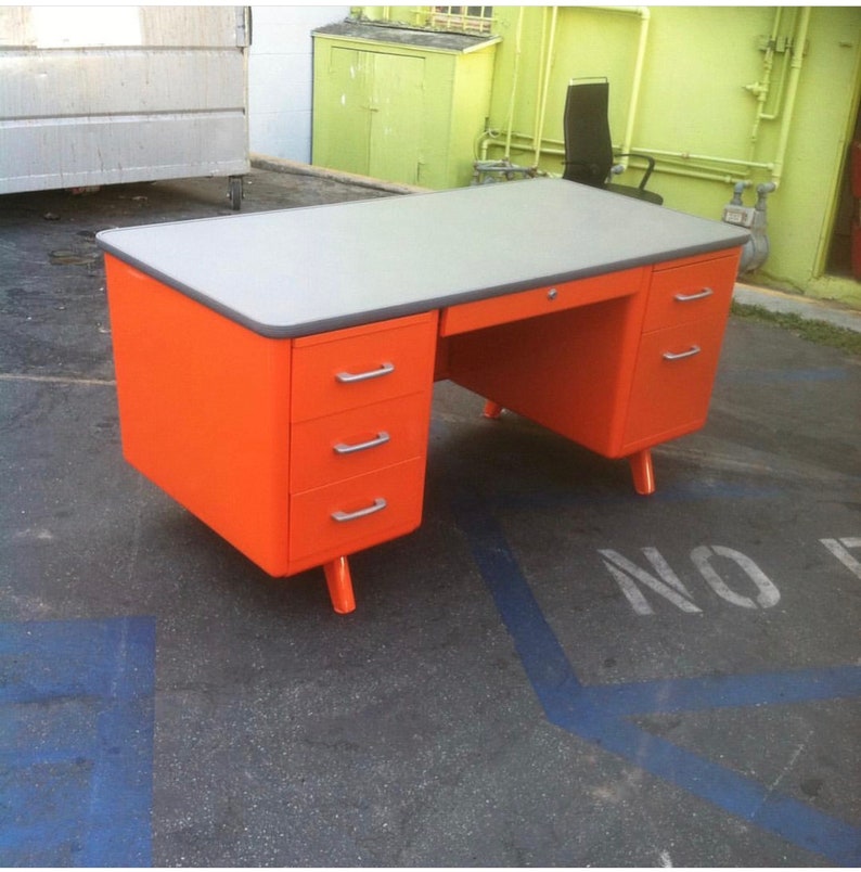 Vintage Steel Tanker Desk Restored in Any Color You Like Etsy