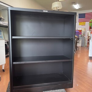 Flat black McDowell and Craig Bookcase -vintage steel refinished