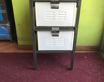 Vintage steel basket locker - nightstand side table