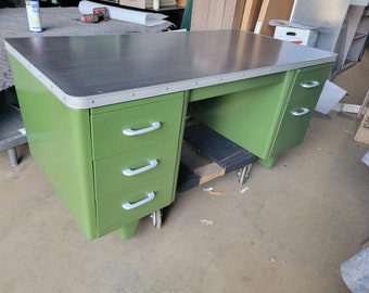 Allsteel Double Tanker Desk in Olive Green Etsy
