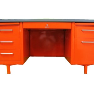 Vintage steel Retro Tanker Desk - Refurbished in orange