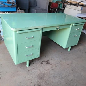 Vintage Steel Tanker Desk- Double Pedestal Desk -6021