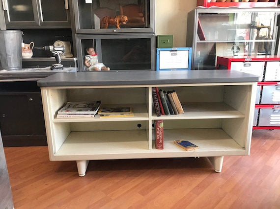 Steelcase Vintage Steel Open Credenza Refurbished In Off Etsy