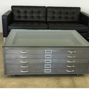 Vintage Steel Flat File Coffee Table